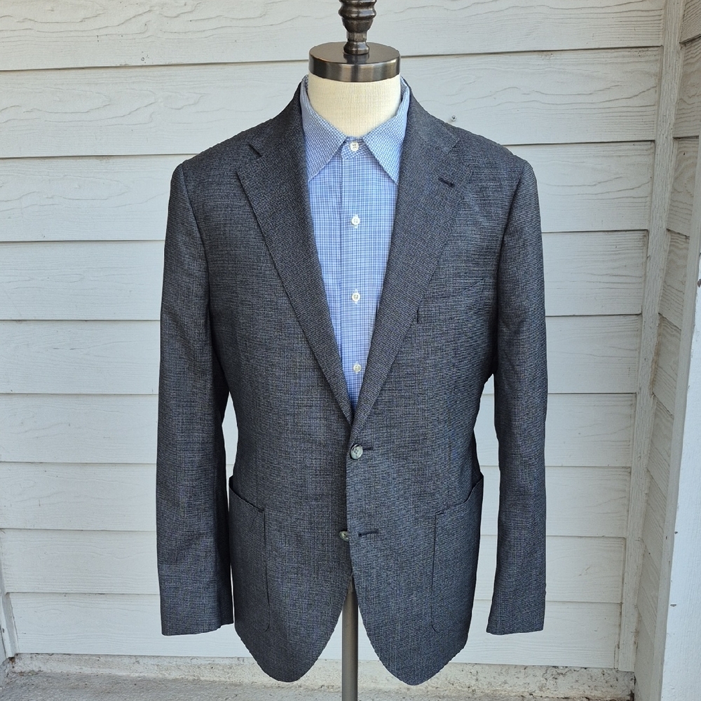 PROPER CLOTH Recent Solid Grey Textured Wool Blend Mens‎ 40 R Sport Coat Blazer